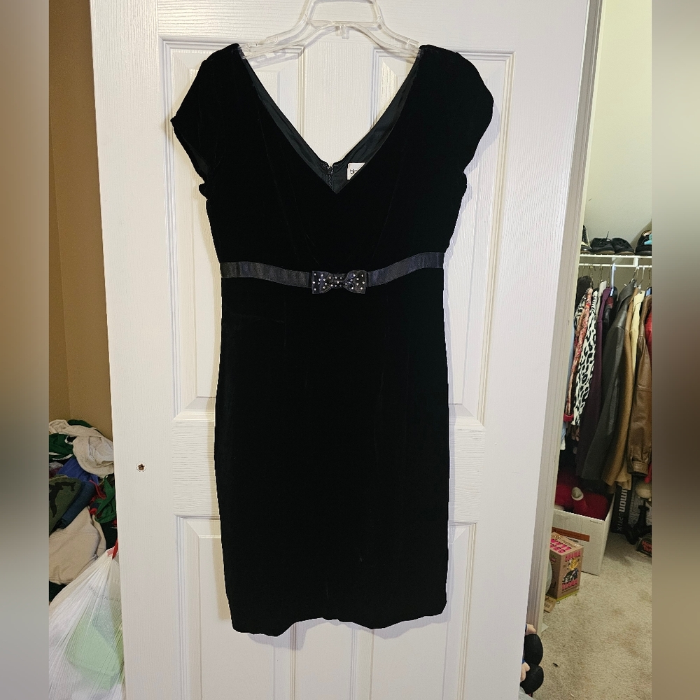 Vintage Bloomingdale's Black Velvet Dress sz 8P